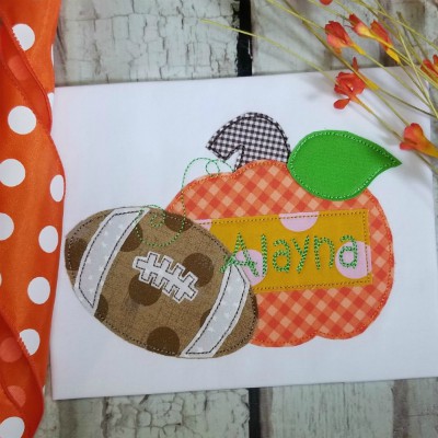 pumpkin with football applique design